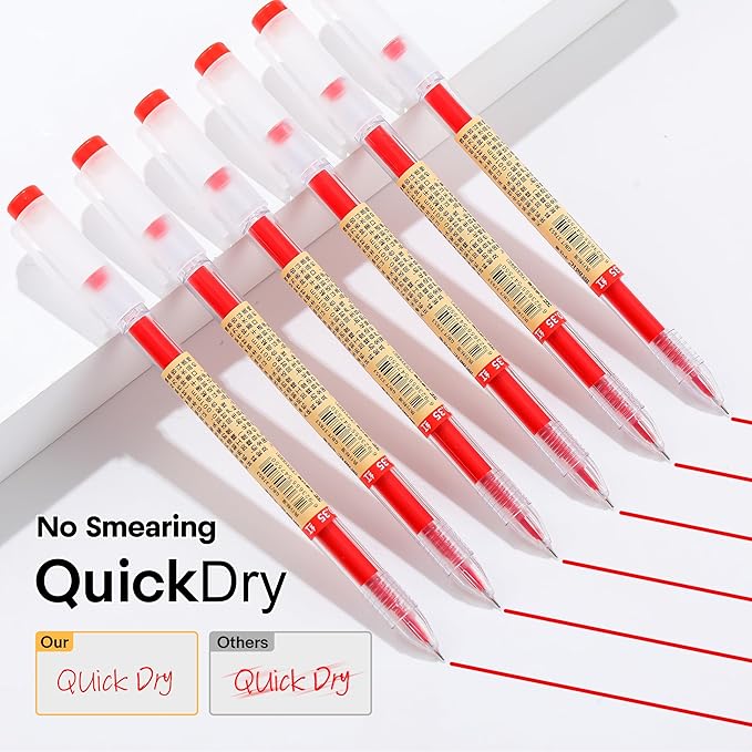 RIANCY 12 Pack Red Ink Japanese Style Stationery Gel Pens, 0.35mm Extra Fine Point Tip, Quick Dry No Smear No Bleed Pen, Smooth Writing Pens for Journaling Note Taking Office School Supplies