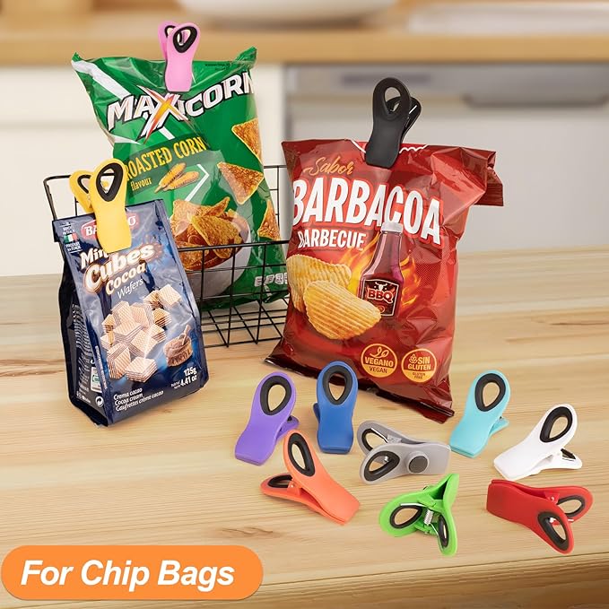 20 Pack Chip Clips, Bag Clips, Binder Clips, Multipurpose Food Clip, Magnetic Clip for Chip, Snack, Food Storage, Kitchen, Packages, Office Paper Clamps