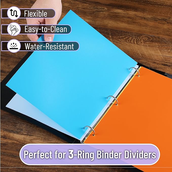Mr. Pen- 3 Ring Binder Dividers with Tabs, 2 Sets, 6 Pack/Set, Letter Size, Winter Colors, Plastic 6 Tab Dividers for 3 Ring Binder with 12 pcs Labels