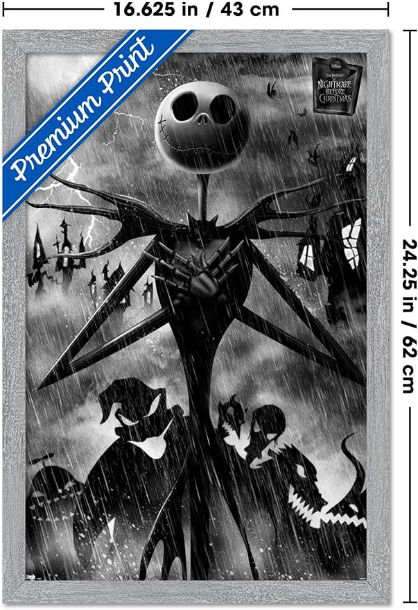 Disney Tim Burton's The Nightmare Before Christmas - Shadows Wall Poster, 22.4L" x 14.7W", Gray Framed Version