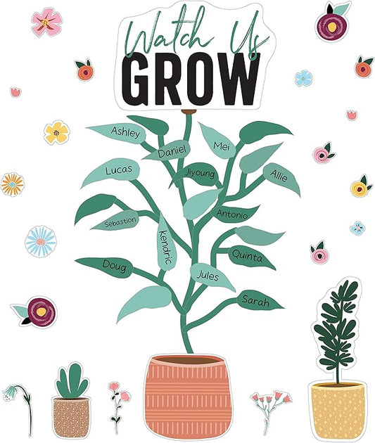 Carson Dellosa Grow Together 72 pc Bundle Bulletin Board Set, Colorful Cardstock Plants and Flower Cutouts, Name Labels, Garden Theme Decorations for Homeschool and Classroom Decor