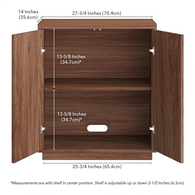 Henn&Hart 28" Fluted Wooden Accent Cabinet, Ribbed Modern Sideboard Buffet Cabinet with 2 Doors and an Adjustable Shelf for Living Room, Dining Room, Bedroom or Entryway, Medium Walnut