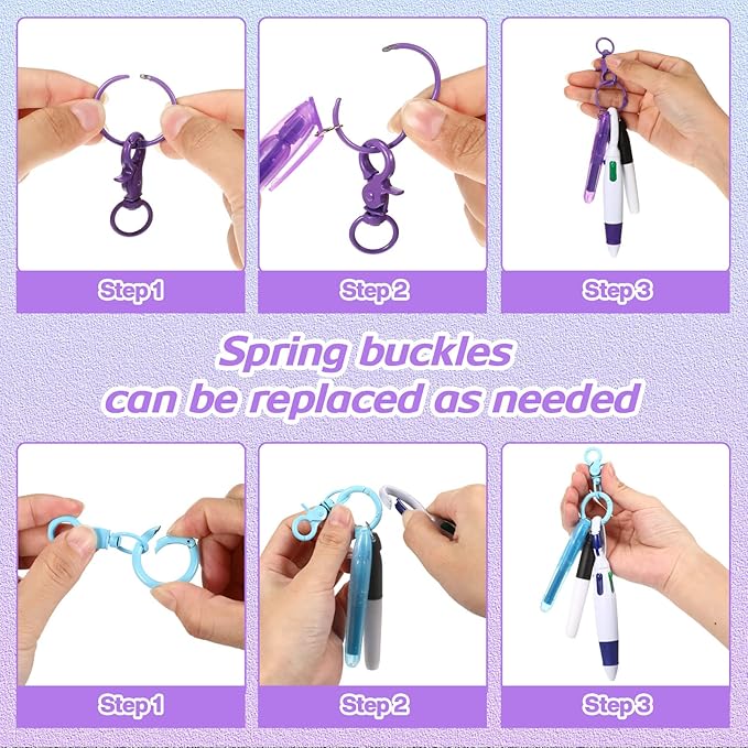 Sabary Mini Highlighter Nurse Pen Pack Set Nurse Pens for Badge Include Pink and Purple Tip Highlighter 2 Permanent Marker and 2 Retractable Ball with 2 Keychain Clip(Blue, Purple)