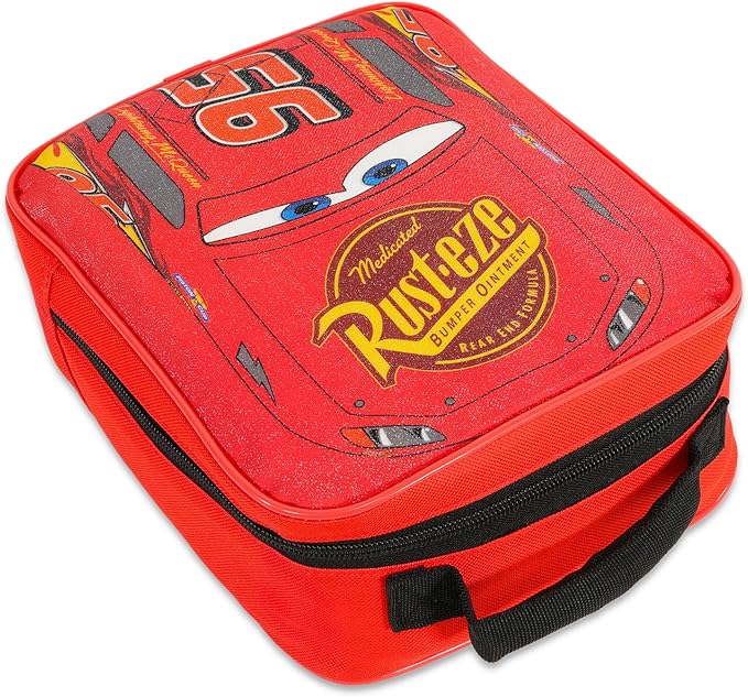 Disney Cars Backpack and Lunch Bag Set - Bundle with 16” Disney Cars Backpack, Lunch Box, Stickers, More | Lightning McQueen School Supplies for Kids