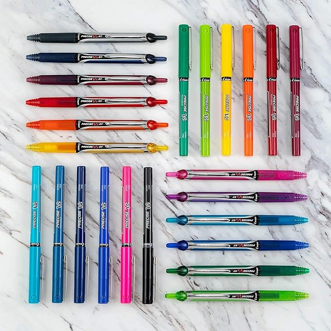 PILOT Precise V5 Rolling Ball Pen Extra Fine Point 0.5mm, 5 Black and 5 Blue Liquid Ink Rollerball Pens. pack of 10
