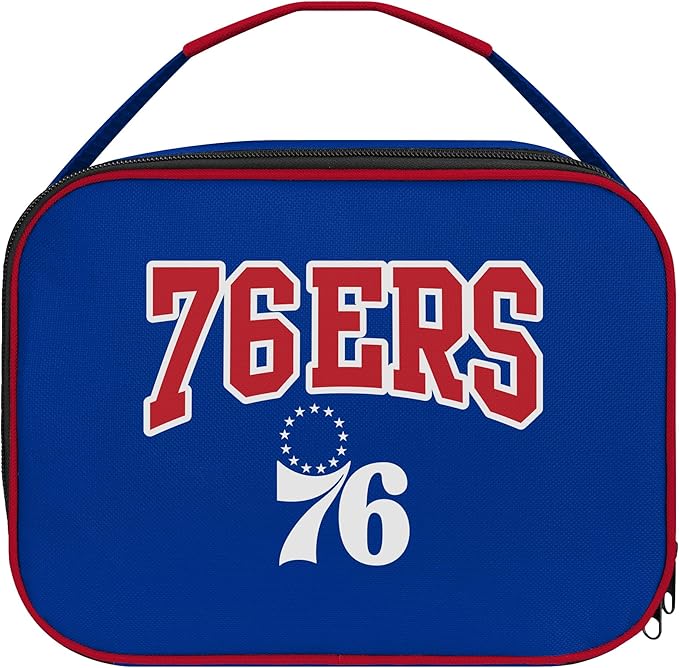 FOCO NBA Unisex-Adult Officially Licensed Wordmark Team Color Big Logo Basketball Zip Closure 7L Lunch Bag - Philadelphia 76ers