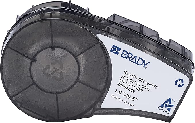 Brady Authentic (M21-131-499) Pre-sized High-Adhesion Nylon Labels for Equipment, General ID, Lab, Wire/Cable, Black on White material-Designed for M210, M210-LAB, and M211 Label Printers, 0.5"H x 1"W