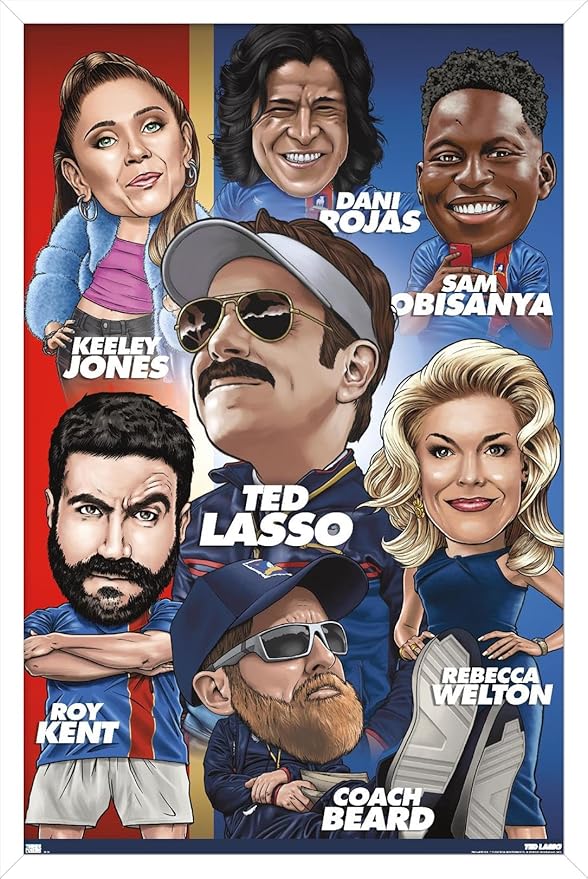 Ted Lasso - Character Grid Wall Poster, 22.4L" x 14.7W", White Framed Version