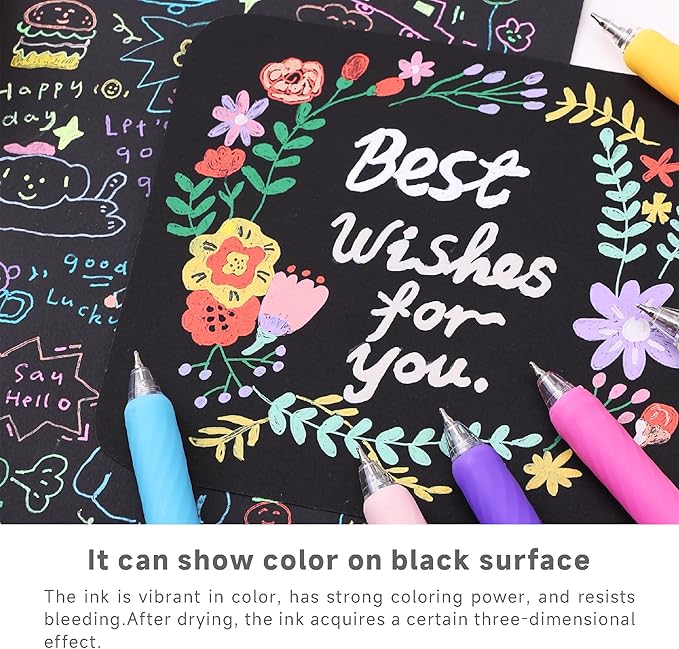 6 Colors Acrylic Gel Pens for Coloring, 0.7mm Fine Tip for Adult Coloring, Drawing, Journaling, Note Taking, DIY Crafts