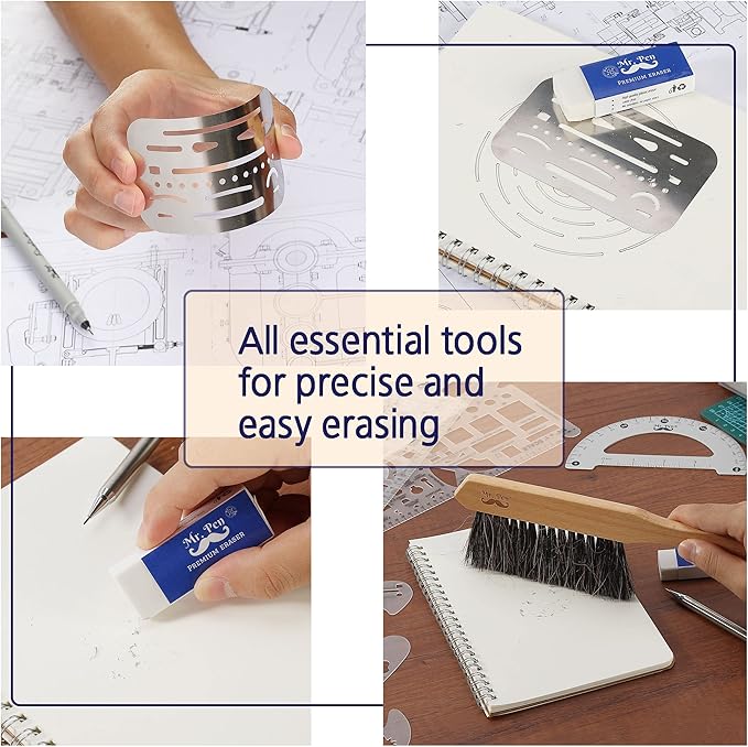 Mr. Pen- Professional Drafting Tools & Geometry Set with Case, 17 pcs, Mechanical Pencil, Fineliners, Scale Metal Ruler, Drawing Templates for Interior Design House Plan, Architect Protractor Set