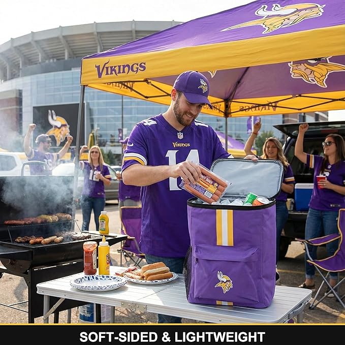 Cooler Backpack – Portable Soft Sided Ice Chest – Insulated Bag Holds 36 Cans - Football Gear – Show Your Team Spirit with Officially Licensed Fan Gear