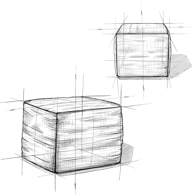 SIMPLIHOME Fredrik Square Pouf - 18 inch Wide Genuine Woven Leather Ottoman in Dark Blue, Boho-Style Footstool or Extra Seating for Living Room or Bedroom with Polystyrene Bead Filling, Assembled