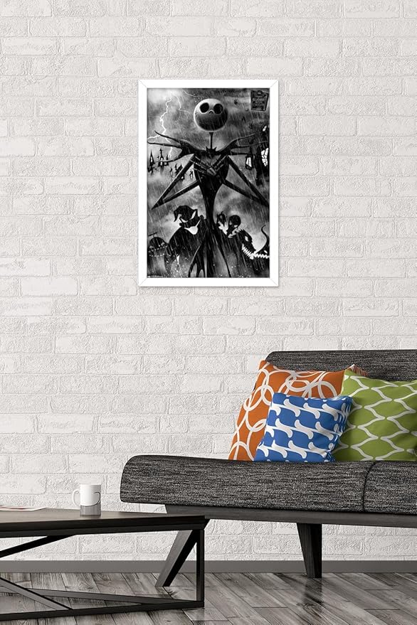 Trends International Disney Tim Burton's The Nightmare Before Christmas - Shadows Wall Poster, 22.4L x 14.7W, White Framed Version