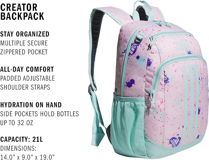 adidas Creator School Backpack for Girls & Boys — Durable Bookbag