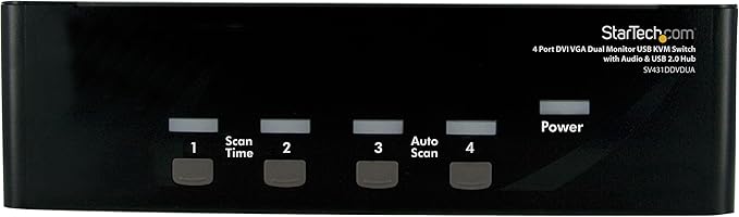 StarTech.com 4 Port DVI VGA Dual Monitor KVM Switch USB with Audio and USB 2.0 Hub, TAA (SV431DDVDUA)