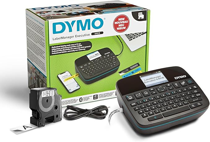DYMO LabelManager Executive 640 CB Portable Label Printer, Monochrome Output, QWERTY Keyboard, Bluetooth & USB, Compatible with D1 Labels