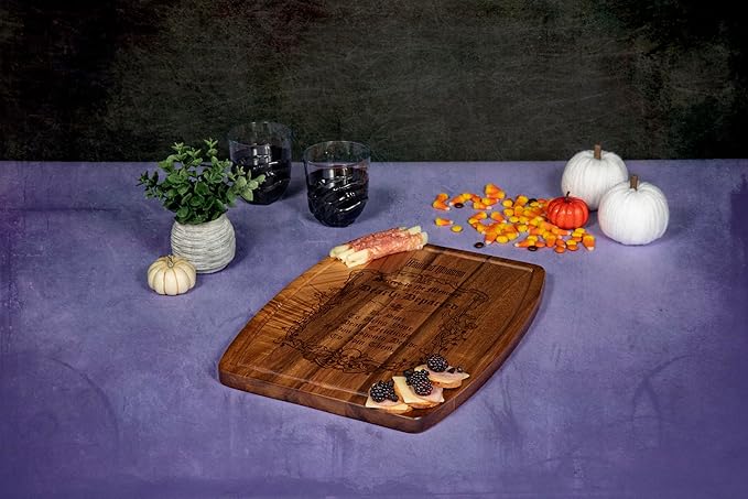 PICNIC TIME Disney Haunted Mansion Dearly Departed Ovale Acacia Cutting Board Serving Board Charcuterie Cheese Board with Juice Groove Spooky Kitchen Decor Gift, (Acacia Wood)