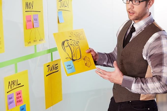 Post-it Super Sticky Big Notes, 11 in x 11 in, 1 Pad, 2X The Sticking Power, Yellow, Recyclable (BN11), 6 Pack