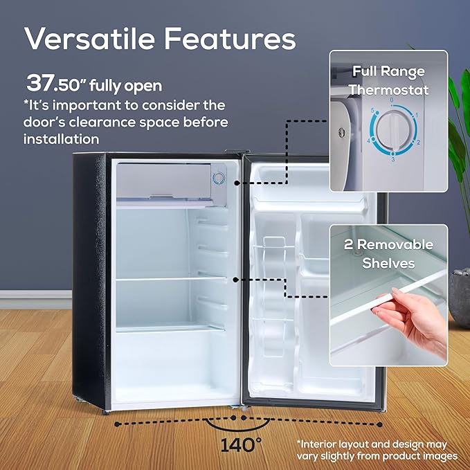 Igloo 3.2 Cu.Ft. Single Door Compact Refrigerator with Freezer - Slide Out Glass Shelf, Perfect for Homes, Offices, Dorms - Platinum