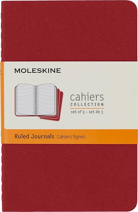 Moleskine Cahier Journal, Soft Cover, Large (3.5" x 5.5") Ruled/Lined, Black, 80 Pages (Set of 3)
