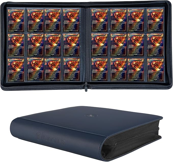 1200+ Pockets Trading Card Binder, 12-Pocket Card Ablum Compatible with lorcana,MTG,Sports Cards & Other Standard Size Trading Card (NAVY BLUE)