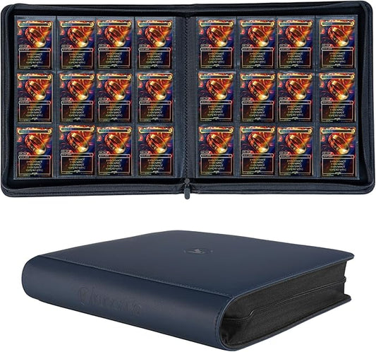 1200+ Pockets Trading Card Binder, 12-Pocket Card Ablum Compatible with lorcana,MTG,Sports Cards & Other Standard Size Trading Card (NAVY BLUE)