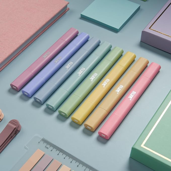 BLIEVE- Aesthetic Bible Highlighters No Bleed Through Assorted Colors, Cute Highlighter Dual Tip For Journaling Supplies And Accessories, Bible Highlighters And Pens No Bleed (CANDY)