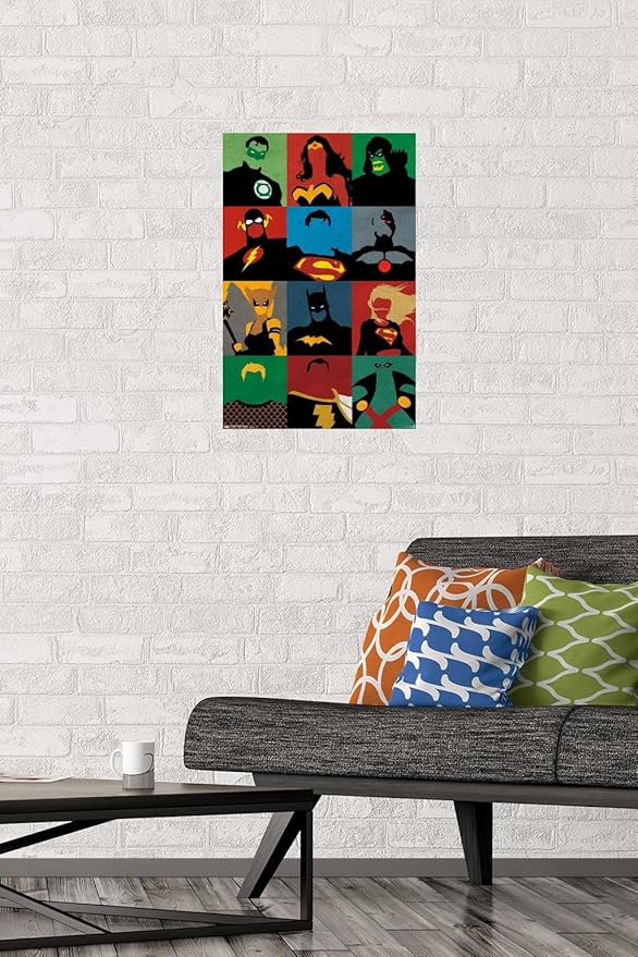 Trends International DC Comics - Justice League - Minimalist Wall Poster, 14.725" x 22.375", Premium Poster & Mount Bundle