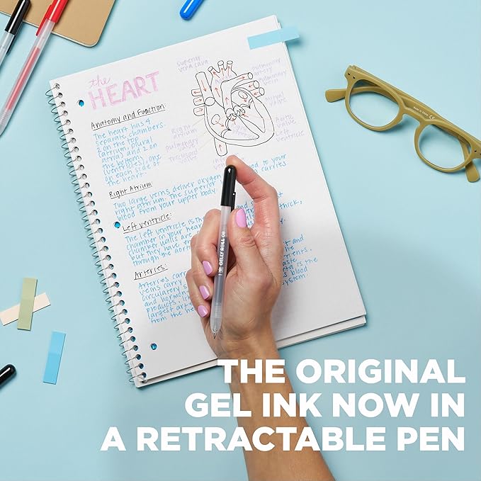SAKURA Gelly Roll Retractable Gel Pens Colored - Classic Color Set - Medium Point Ink Pen for Journaling, Art, or Drawing - With Black, Blue & Red Ink - 10 Pack