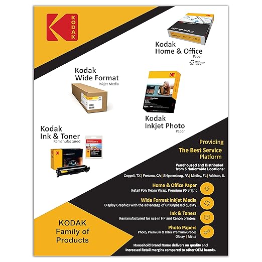 KODAK Picture Paper Vivid 4"x6", 100 count, 66lb-230g/m2 weight, 11.9 mil thickness, Vivid color picture paper- THIS PRODUCT IS NOT COMPATIBLE WITH THE KODAK DOCK PRINTER"