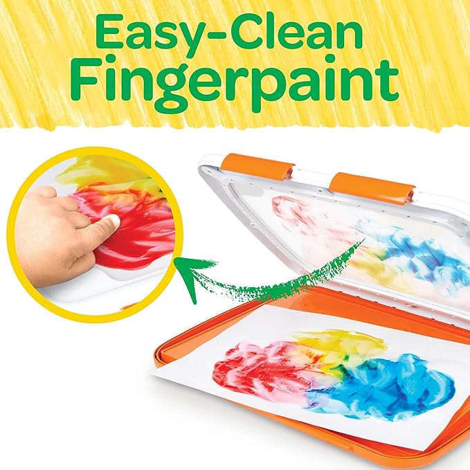 Crayola Mess Free Finger Painting Station – Washable Finger Paint for Toddlers, Essential Easter Basket Stuffers, Spring Arts & Crafts Set, Sensory Activity, Travel Toy, Ages 1+