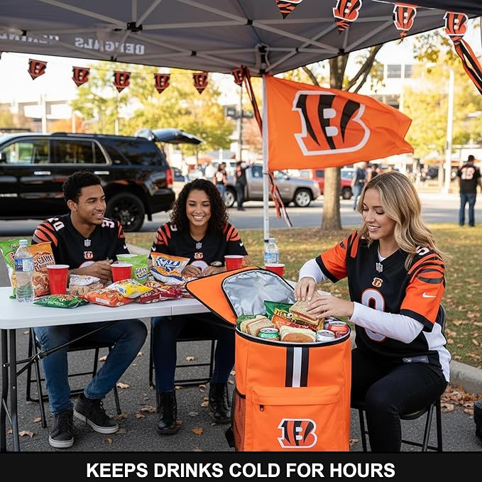 Cooler Backpack – Portable Soft Sided Ice Chest – Insulated Bag Holds 36 Cans - Football Gear – Show Your Team Spirit with Officially Licensed Fan Gear