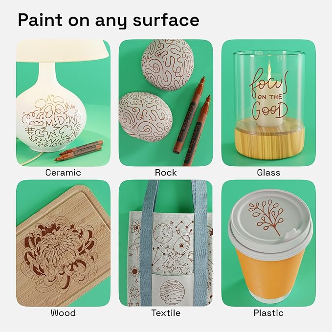 ARTISTRO 2 Brown Acrylic Paint Markers - 0.7mm Extra Fine-Tip Paint Pens - Perfect for Crafting, Art Projects, & More