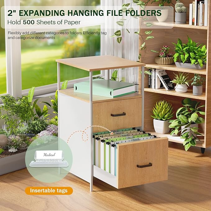 12 Pack Hanging Folders Letter Size, 2" Pastel Hanging Files Folders, Plastic Hanging Folders for Filing Cabinet Home Office, Colored Filing Folder Hanging, Insertable 1/5-Cut Tabs