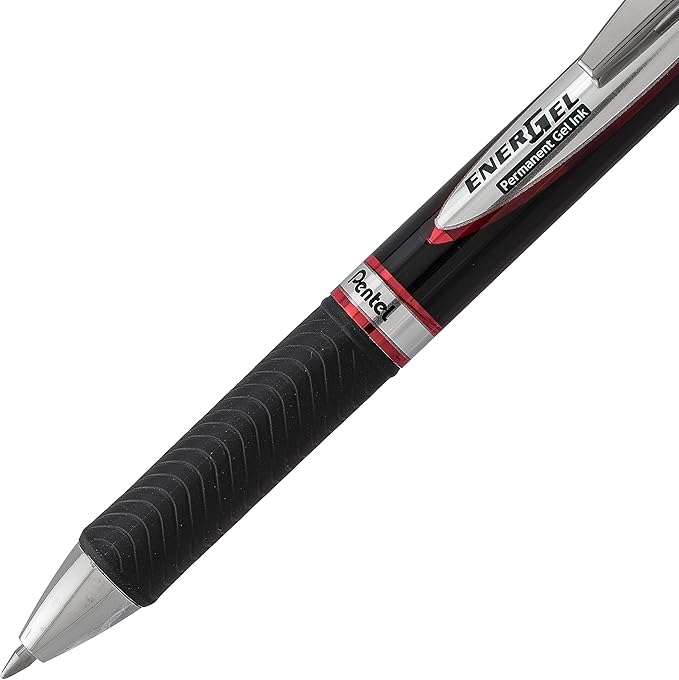 Pentel EnerGel Pro Permanent Gel Ink Pen, (0.7mm) Medium Point, Red Ink, 2-Pk (BLP77BP2B), 2 Pack