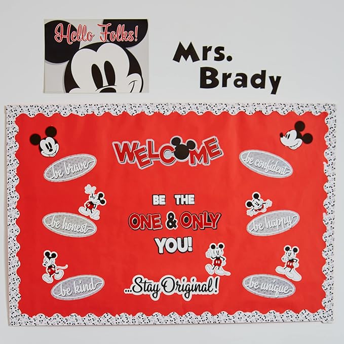 Eureka Disney Retro Mickey Mouse Decorative Classroom and Bulletin Board Trim for Teachers, 2.25" Wide, 12 Strips for 37 Total Feet