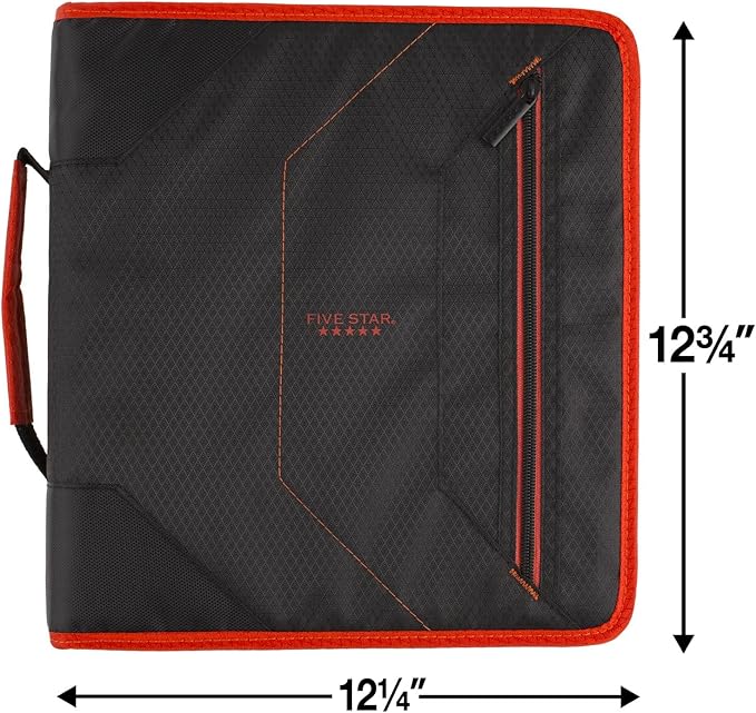 Five Star Zipper Binder, 2 Inch 3-Ring Binder with Removable File Folders, 530 Sheet Capacity, Red/Black (29036CE8)