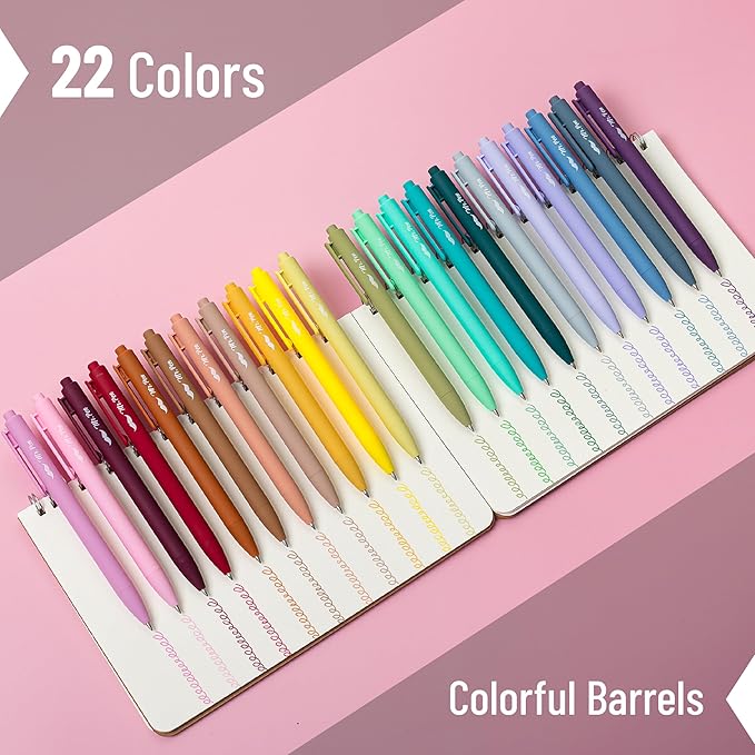 Mr. Pen- Retractable Gel Pens, 22 Pack, Color Ink Gel Pens Fine Point, 22 Vintage Colors, Fine Point