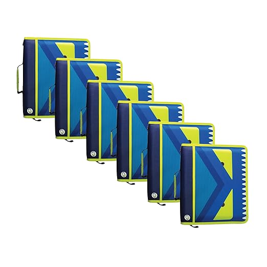 Case-it 6 Pack Z Shape Zipper Binder - Two Binders in One - Double Sided 1.5 Inch D-Ring - 500 Page Capacity - Comes with Shoulder Strap, Monster Design Z-176-ME-C-BLUR, Light Blue, Purple