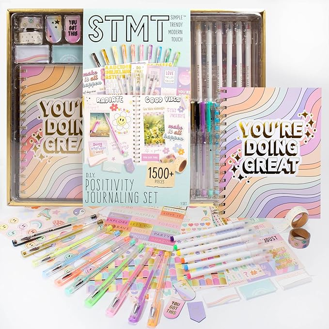 STMT Positivity Journaling Set, Includes Over 1500 Supplies, Self Care, Guided, Daily Journal, Great Gifts