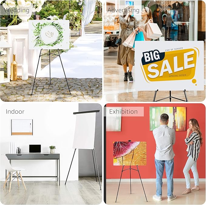Amazon Basics High Boardroom Height Adjustable Flipchart Whiteboard and Display Easel Stand for Paper Pads and Signage, Portable, Collapsible Telescope Tripod, 37 x 18 x 28 in, Black
