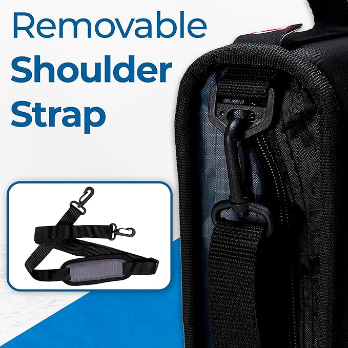 Case-it The Mighty Zip Tab Zipper Binder - 3 Inch O-Rings - 5 Color Tab Expanding File Folder - Multiple Pockets - 600 Sheet Capacity - Comes with Shoulder Strap - Jet Black D-156-N