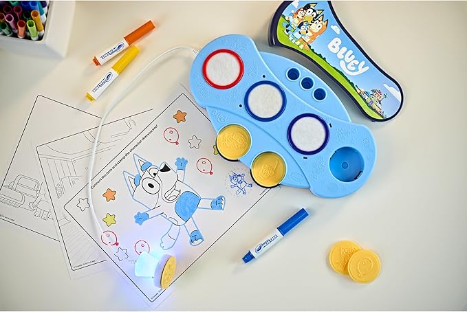 Crayola Magic Light Up Bluey Stamper Art Set, Toddler Mess Free Coloring & Stamping Kit, Essential Easter Basket Stuffer for Kids, Bluey Toys, Gifts for Ages 3, 4, 5