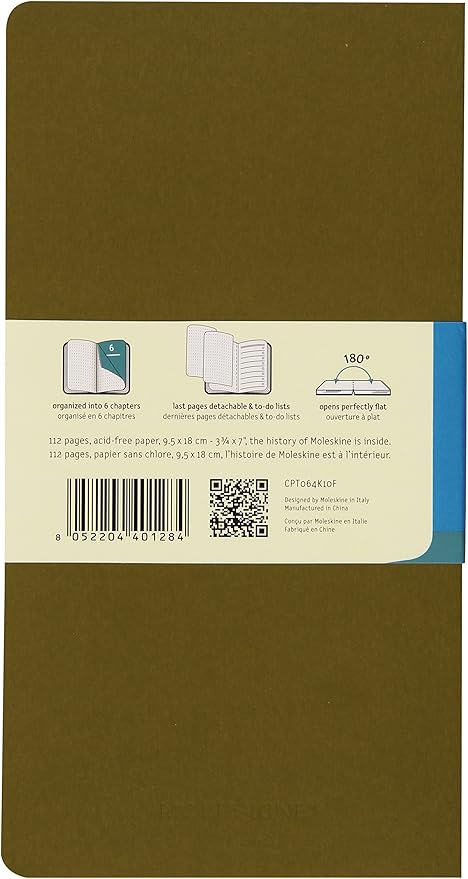 Moleskine Chapters Journal, Slim Medium, Dotted, Tawny Olive, Soft Cover (3.75 x 7)