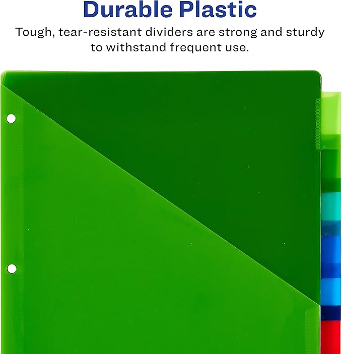 Avery Dividers for 3 Ring Binders, 8-Tab Two-Pocket Plastic Binder Dividers, Multicolor (24 Sets of 11907)
