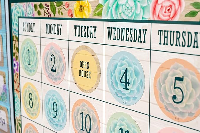 Teacher Created Resources Rustic Bloom Calendar Bulletin Board Set (Pack of 2)