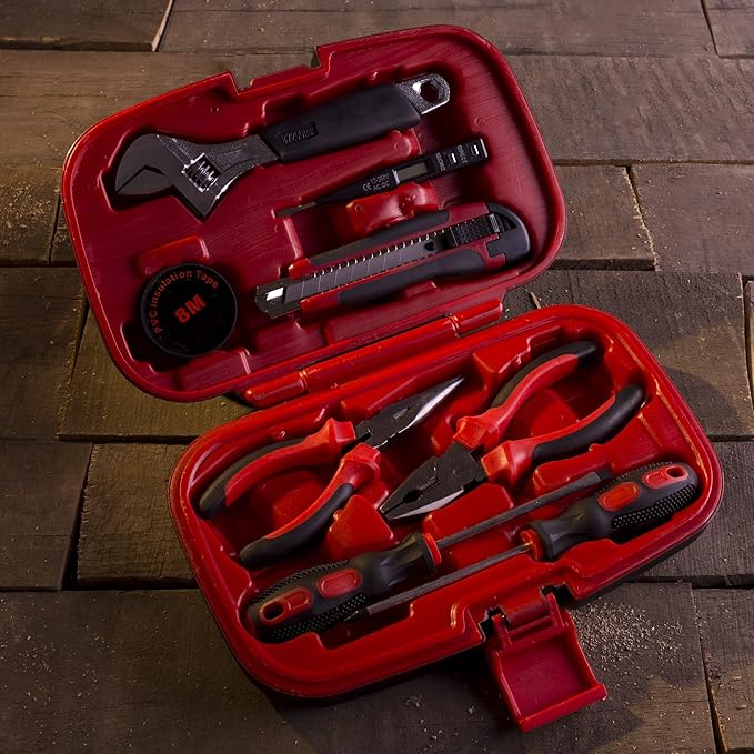 Household Hand Tools - 9-Piece Tool Set Includes Adjustable Wrench, Screwdriver, Pliers, and More - Tool Kit for the Home, Office, and Car by Stalwart
