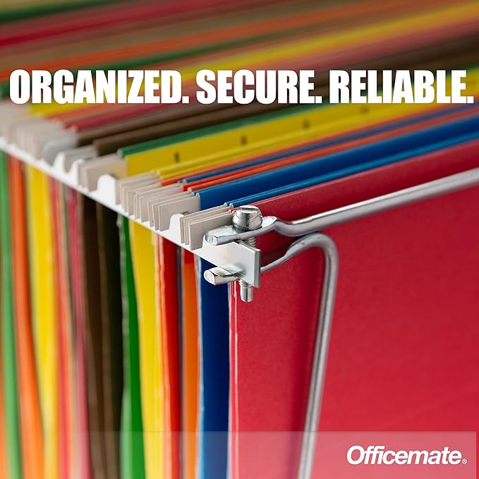 Officemate Hanging File Frame, Letter Size (Fits 24″–27″), Adjustable Heavy-Duty Steel File Drawer Organizer for Desks, Cabinets & Shelves, Set of 4 (91965)
