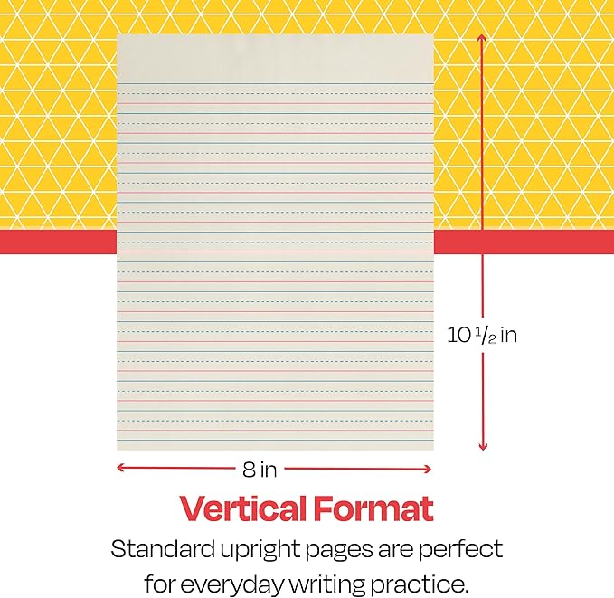 School Smart Zaner-Bloser Writing Paper, Handwriting Practice Lined Paper, Grade 3 to 4 Learning, 3/8 Inch Rule, 8 x 10-1/2 Inches, 500 Sheets