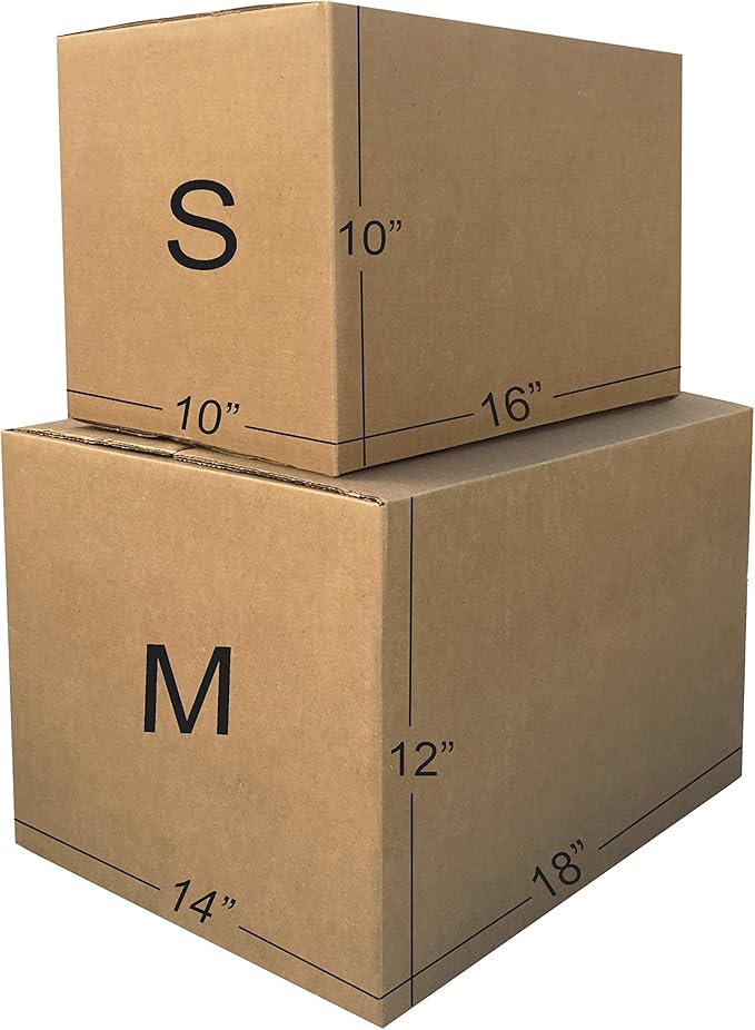 Amazon Basics Moving Boxes Kit, Small and Medium Cardboard Box Combo, Packing and Shipping Supplies, Assorted Sizes, Brown, 15-Pack